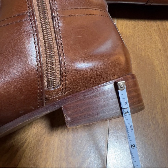 Tory Burch Brown Leather Gold Plated Logo Zipper Closure Moto Tall Boots size 7 - Picture 12 of 13